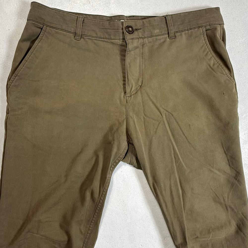 Mugsy Olives Khaki Chinos Pants Mens 34x32 Slim Fit Flat‎ Front Casual Brown